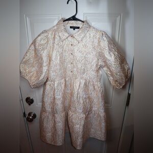 Olivaceous Cream and Gold Dress